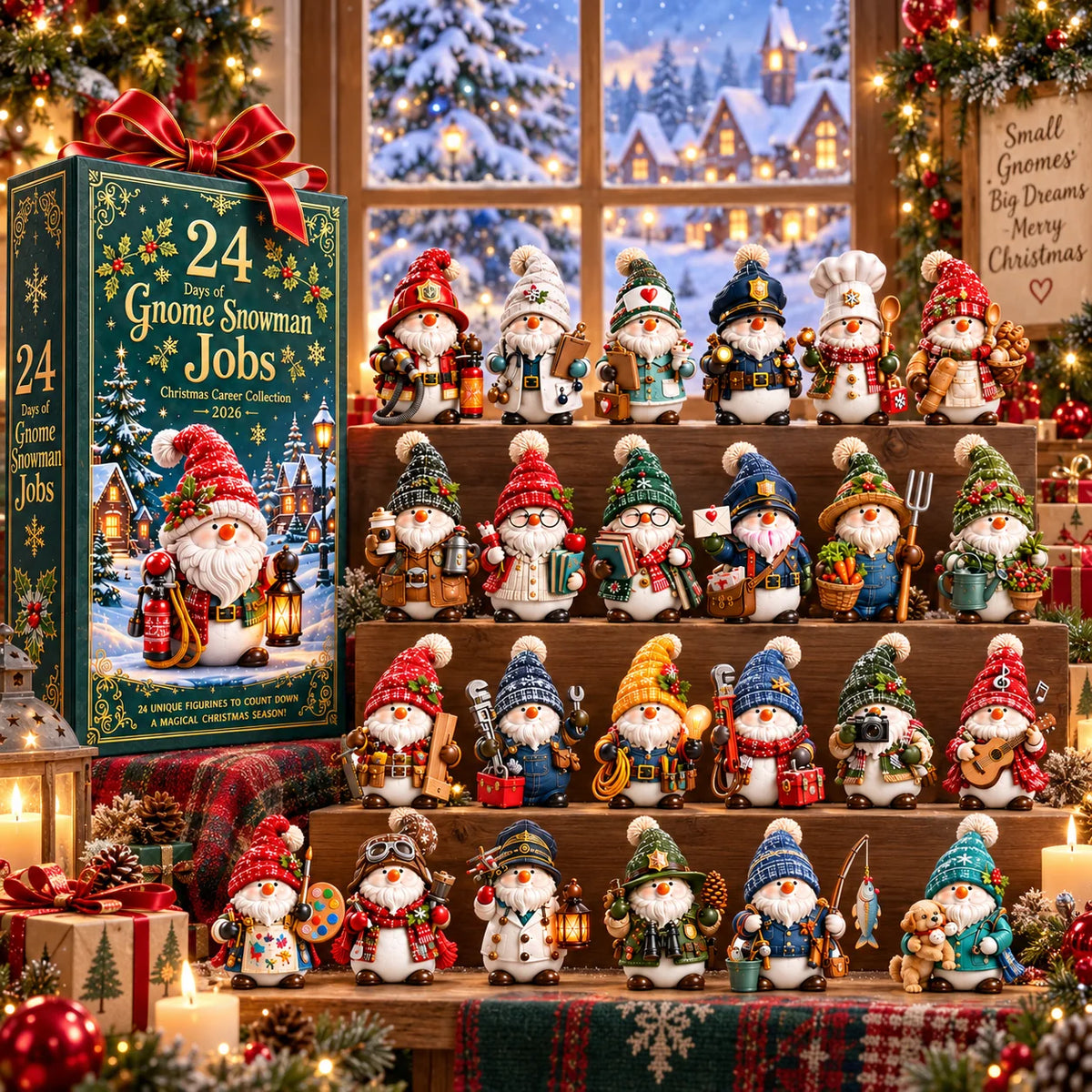 2026 Gnome Snowman Jobs 24-Day Christmas Countdown Calendar