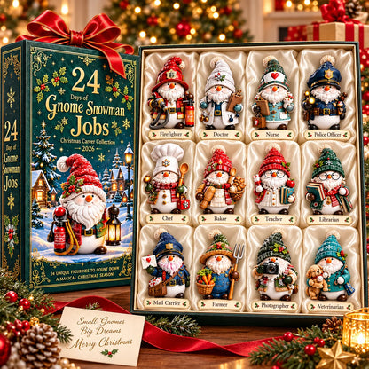 2026 Gnome Snowman Jobs 24-Day Christmas Countdown Calendar