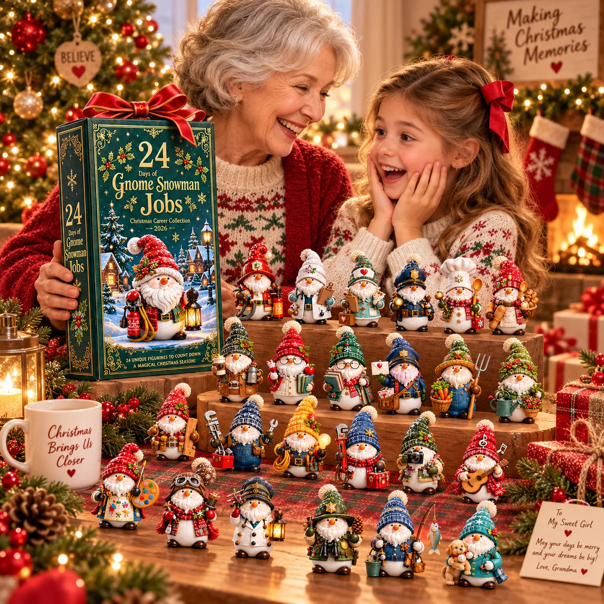 2026 Gnome Snowman Jobs 24-Day Christmas Countdown Calendar