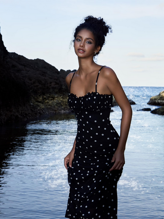 Midnight Dots Gown Maxi Dress