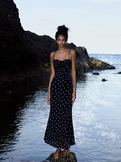 Midnight Dots Gown Maxi Dress